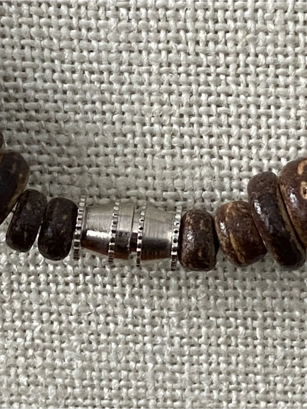 Coconut Shell Beaded Necklace New NWT Unisex Natural Boho Tropical 17.5” Brown